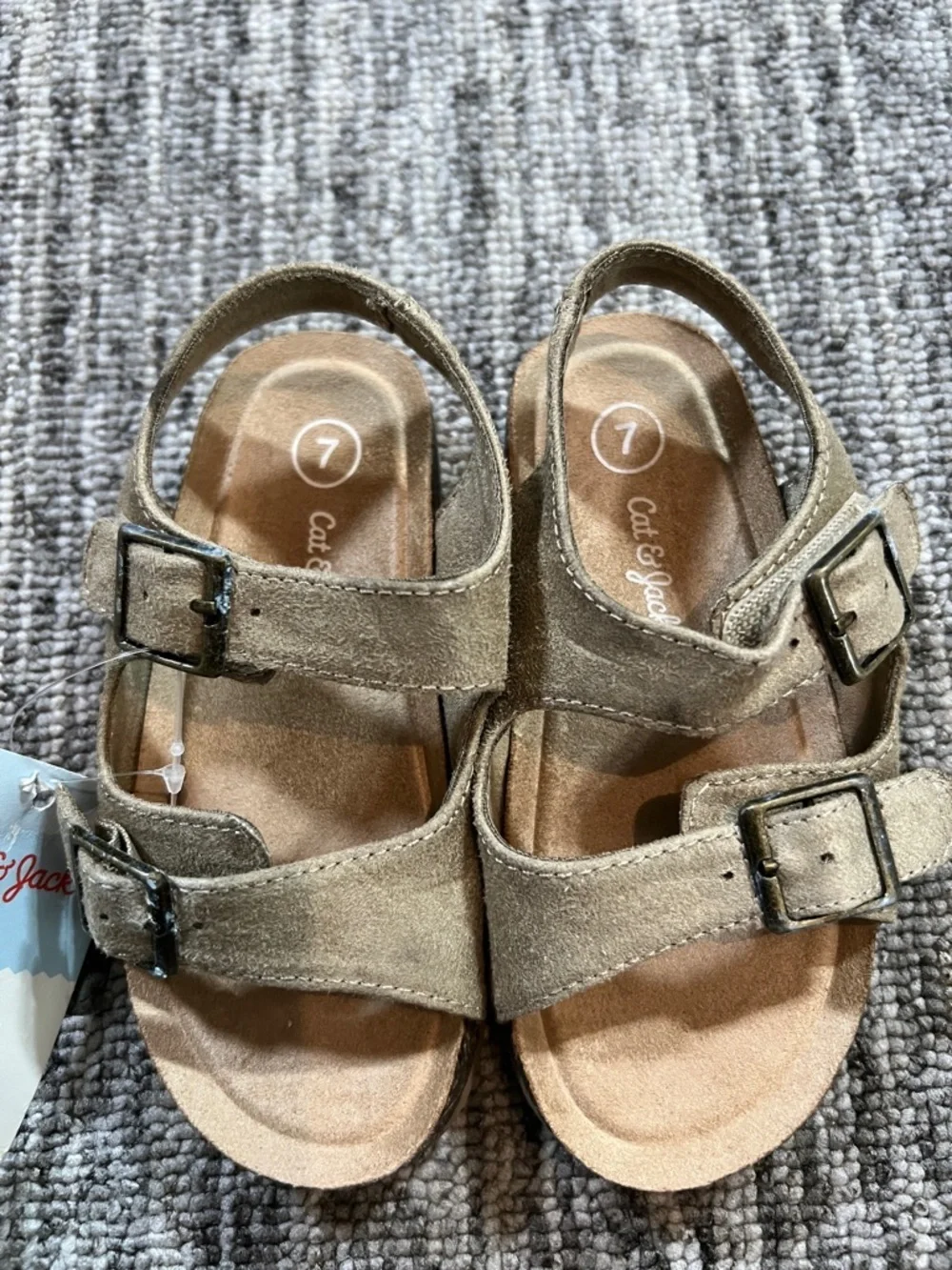 Cat & Jack Kids' Tan Suede Double Buckle Sandals Size 7